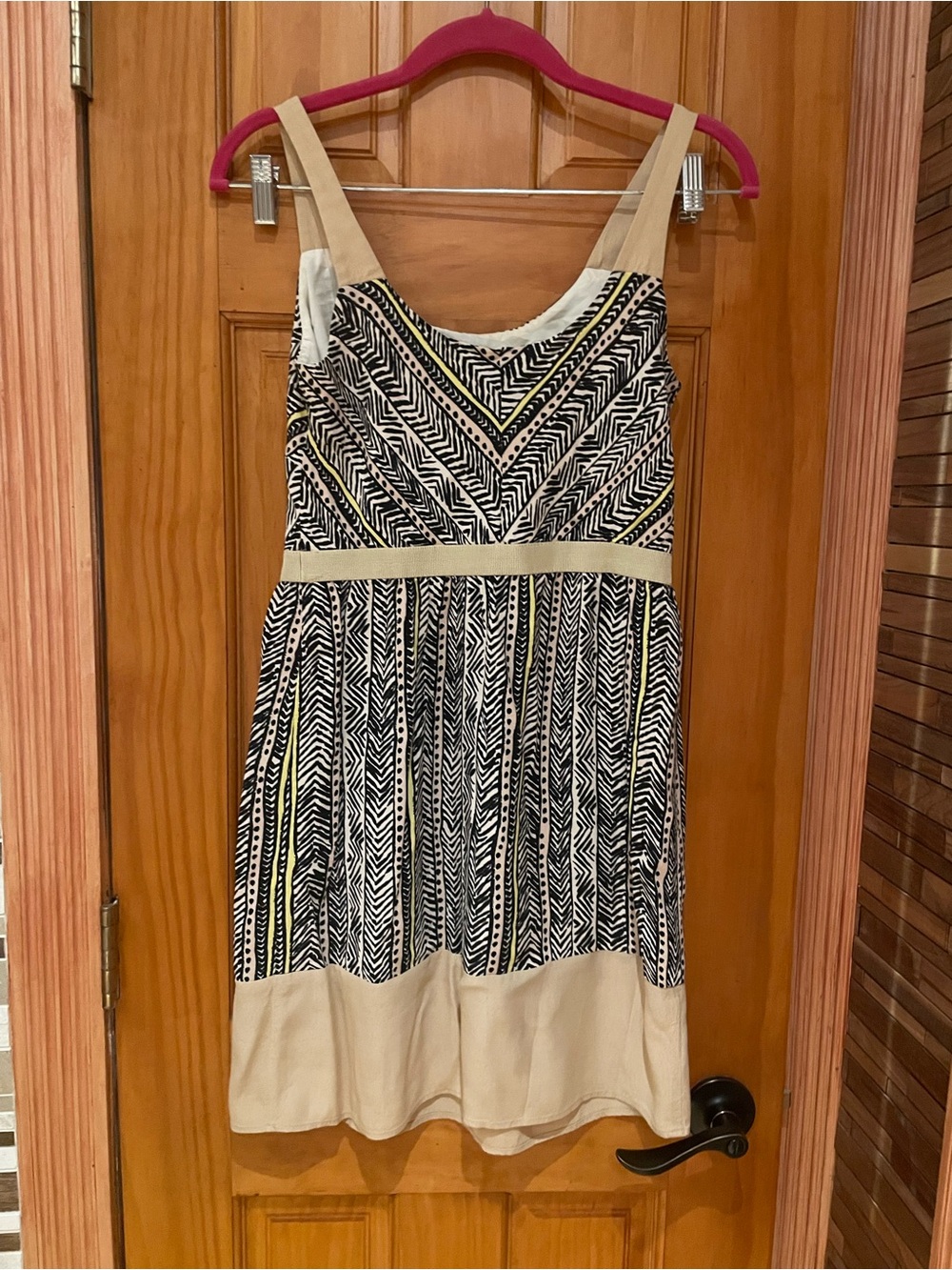LOFT Black, Cream & Yellow Geometric Mini Dress